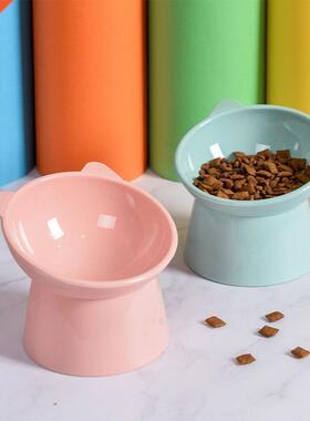 Cat Bowl High Foot Dog Bowl 45°Neck Protector Cat Pet Fo