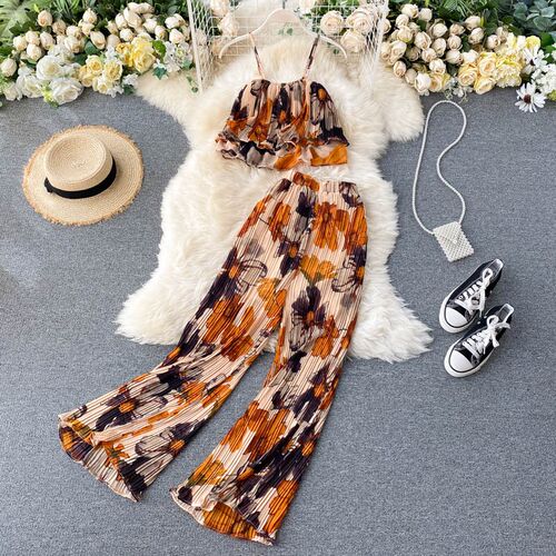 Women's Summer Sets Vacation Style Printed Short Camisole Pl
