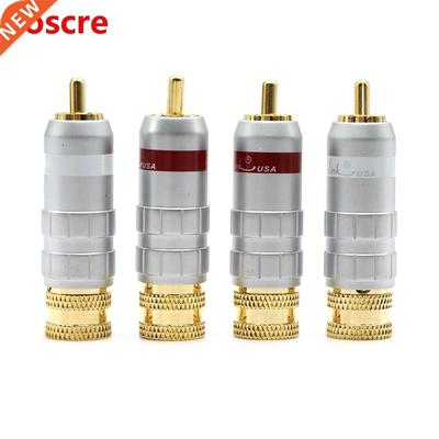 4pcs Silverlink brass Gold plated Solder RCA Male plug,hifi