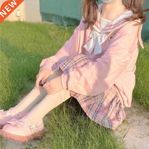 Japan Student Sailor Collar Sweatshirts 2022 Autumn Girl Cas