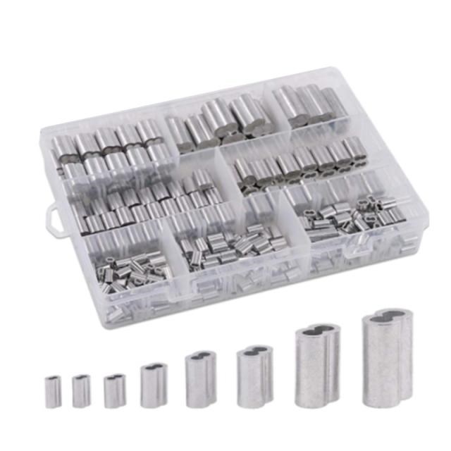 315Pcs 8 Sizes Aluminum Crimping Loop Sleeve Double Barrel F