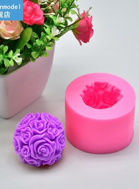 3D Round Rose Flowers Shape Silicone DIY Handmade Soap Forms