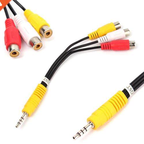 3.5mm Jack To 3 RCA Male Audio Video AV Cable AUX Stereo Cor