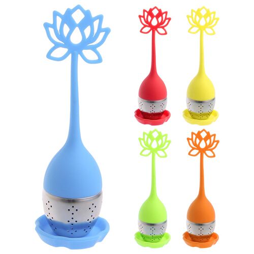 Silicone Lotus Loose Tea Infuser Stainless Steel Filter Diff
