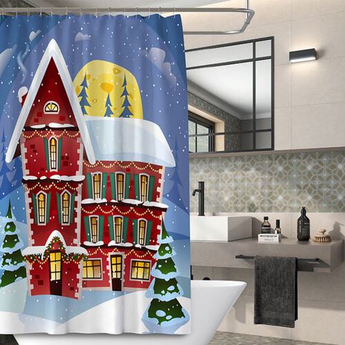 Merry Christmas Printed Shower Curtain Waterproof Polyester