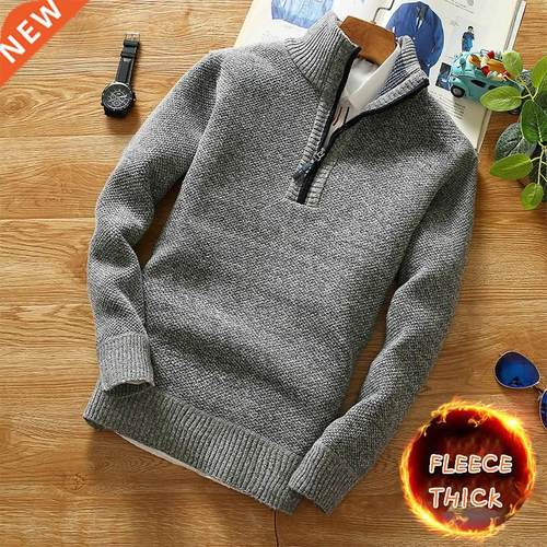 Winter Men's Fleece Thicker Sweater Half Zipper Turtlene