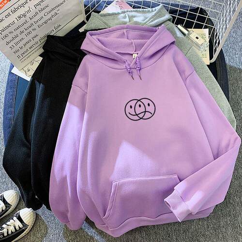 Autumn and Winter Candy-Colored Sweatshirt Smiley Face Cryin