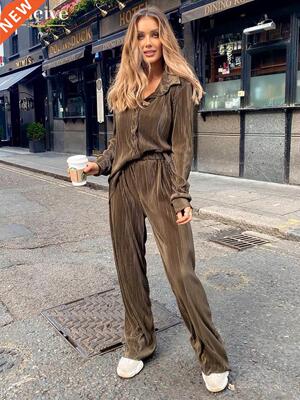 Clacive Casual Loose Shirts Pants Set Woman 2 Pieces Elegant