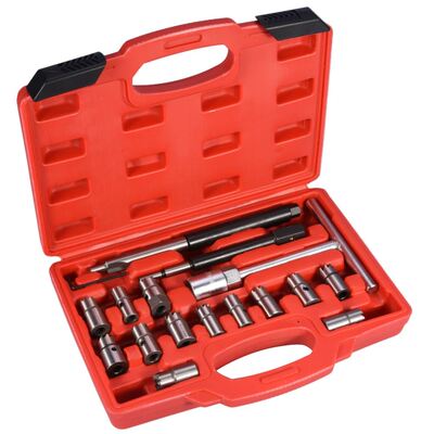 17PCS Diesel Injector Seat Angled Flat Reamer Cutter Set Cle