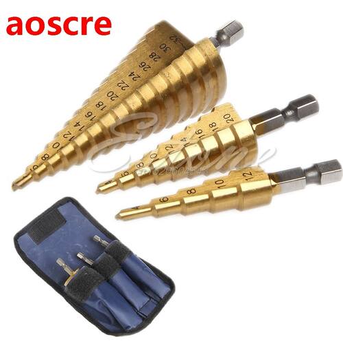 New Pc Set Steel Titanium Nitride Coated Step Drill Bit Qui