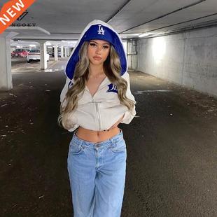 Zip Up Harajuku Oversized Setwear Y2k Hooded Hoodies Women H