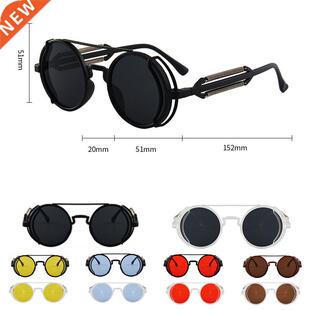 Punk Steampunk Sunglasses Retro Men	s Brand Designer Roun