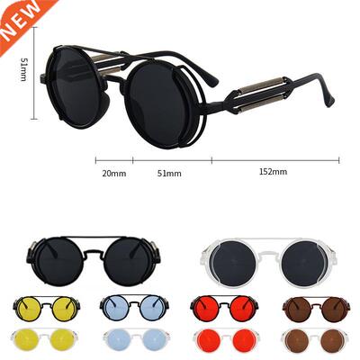 Punk Steampunk Sunglasses Retro Men	s Brand Designer Roun