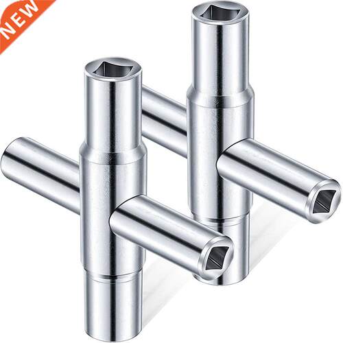2 Pieces 4-Way Sillcock Key Steel Sillcock Wrench Silver Wat