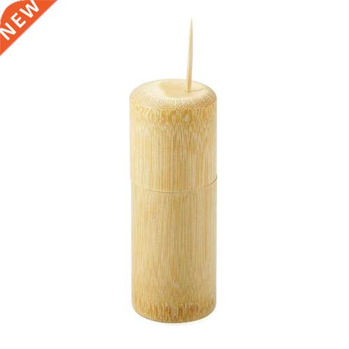 Bamboo Wooden Toothpick Holder Tooth Pick Dispenser Portable