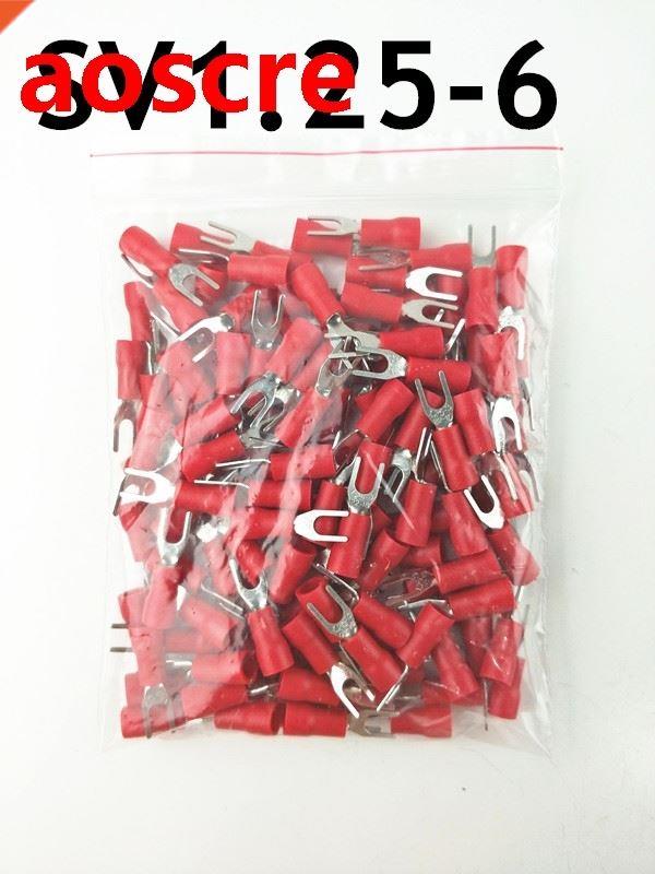 100PCS/Pack SV1.25-6 Insulated Fork Cable Wire Terminal Conn