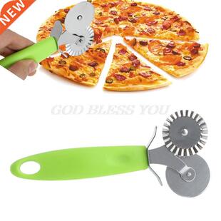 Double Roller Pizza Knife Cutter Pastry Pasta Dough Crimper