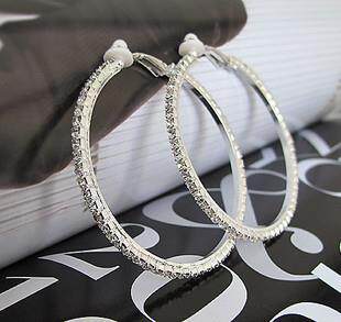 no pierced earrings hoop Brincos big clip earrings rhinesto