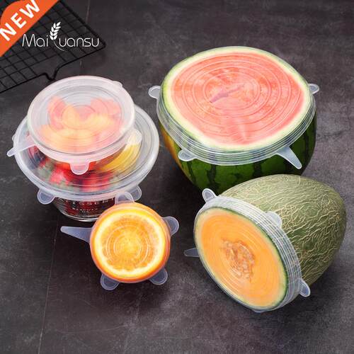 6 Pcs/Set Food Silicone Cover Cap niversal Silicone Lids Co