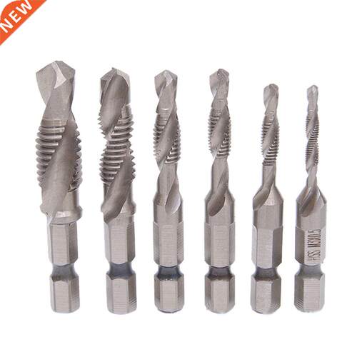 6pcs Hex Shank HSS Screw Thread Deburr Metric Tap Drill Bits