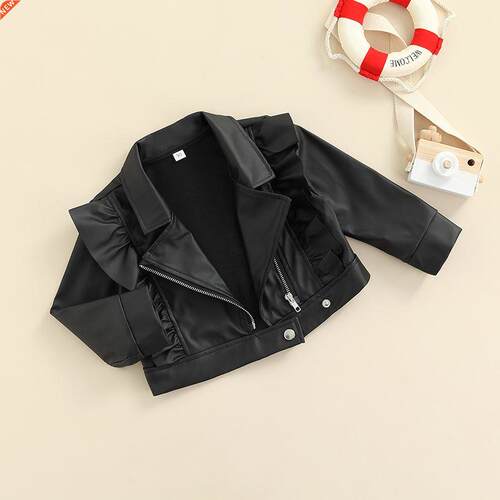 Fashion New Baby Girls Zipper PU Leather Jacket Coats Prince