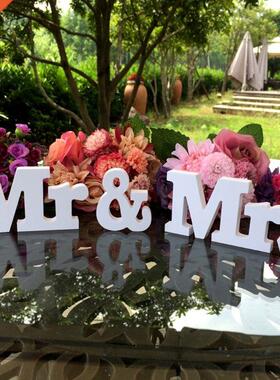Wedding Decoration Mr & Mrs White Wooden Letters Sig