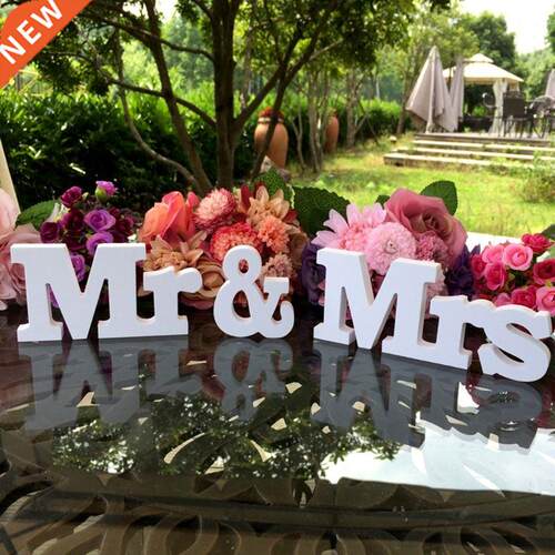 Wedding Decoration Mr & Mrs White Wooden Letters Sig