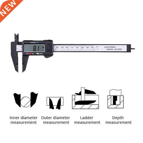 150mm 6 inch LCD Digital Ruler Electronic Carbon Fiber Verni