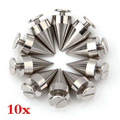 10 PCS 9.5 x 15mm Silver Spikes Pointed Studs Screw Studs Ri