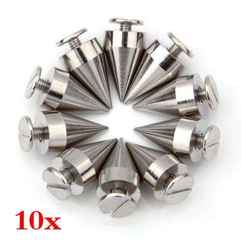 10 PCS 9.5 x 15mm Silver Spikes Pointed Studs Screw Studs Ri
