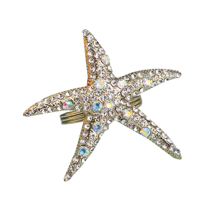 8 Pack Crystal Starfish Napkin Rings,Rhinestone Napkin Ring