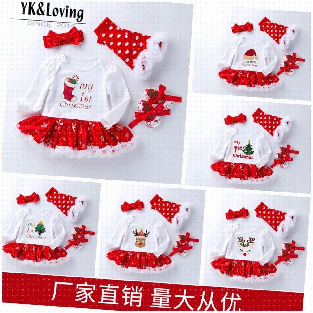 0-2 years old 2020 Christmas snowflake long-sleeved dress