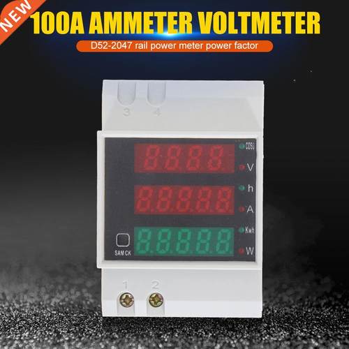 D52-2047 LED Display Din Rail Watt Meter Ammeter Voltmeter V