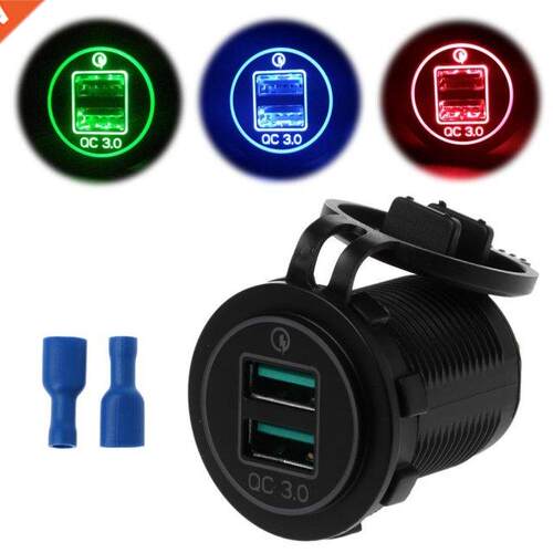Dual USB Quick Charge 3.0 LED Fast Charger for 12V/24V Car B