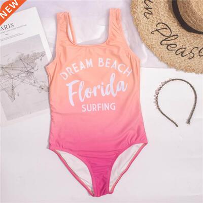 7-14Year Gradient Kids Girls Swimsuit Teenager Swimming Suit