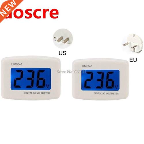 NEW DM55-1 AC 80-300V Voltage Meter Plug Volt Meter LCD Digi