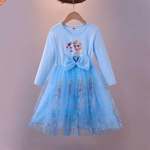 Kids Frozen Elsa Anna Princess Dresses for Girls Princess Dr