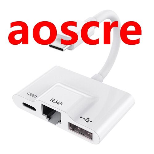 3 In 1 Charger Adapter For Type-C To Lan 100Mbps Ethernet Rj