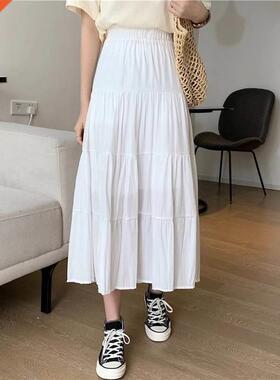 Spring Summer Women Chiffon Skirts White Black Chic A-line S