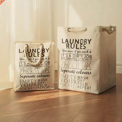 Printed Laundry Basket Dirty Clothes Basket with Handle Cott
