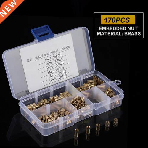 170Pcs/Set M4 Knurled Nut Brass nut Cylinder Knurled Threade