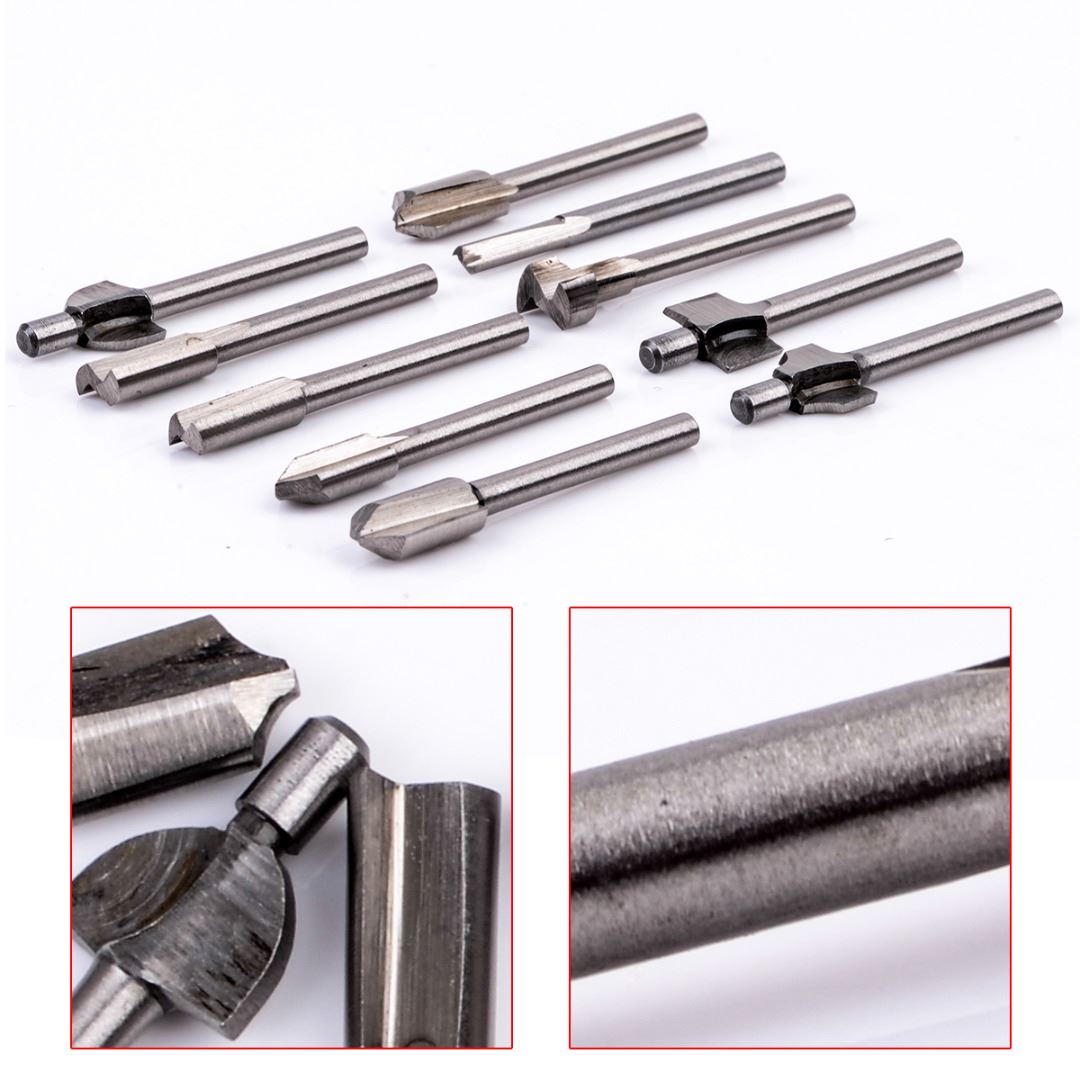 10pcs 1/8 inch HSS Carpentry Router Bits 3mm Cutter Milling