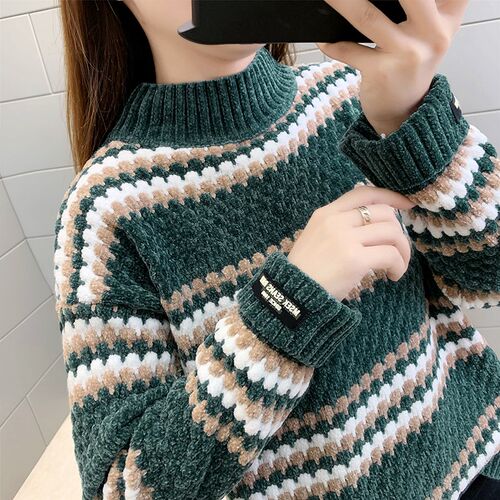 2020 New Women Sweater High Collar Pullover Vintage Long Sle