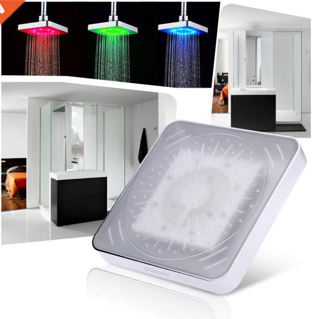 Anself 7 Color Rainfall Shower Head Bath Automatic LED Ligh