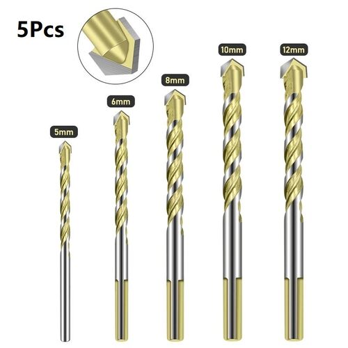 5PCS Carbide Triangle Drill Bits Marble Drilling Glass Tile