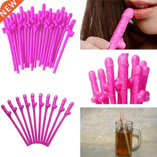 10pcs Hen Party Team Bride Straws Plastic Willy Dick Drink S