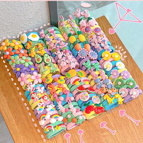 10PCS/Set Rainbow Cartoon Character Fruits Flower Nylon Elas