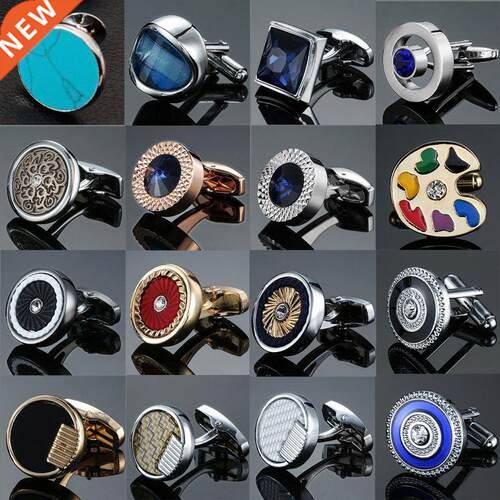 YADELAI Novelty Luxury Cufflinks Shirt Cuff Links Blue white