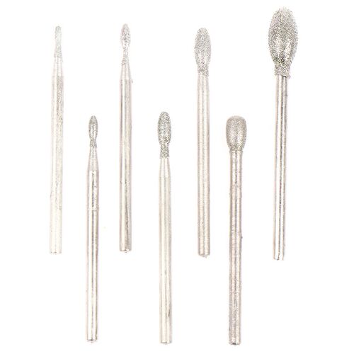 7PCS Diamond Grinding Head Burrs Bits 2.35mm Shank Jade Ston
