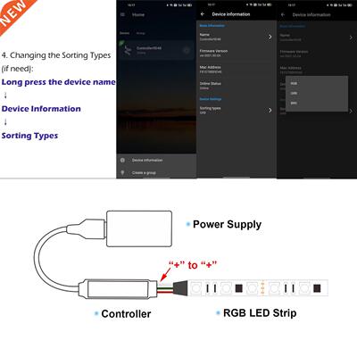 LED Strp Lght Controller RGB APP Smart Bluetooth-compatbl